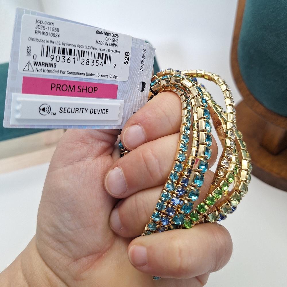 Bijoux Bar Multi-Row Crystal Stretch Bracelet – Gold Tone – NWT - Picture 7 of 7
